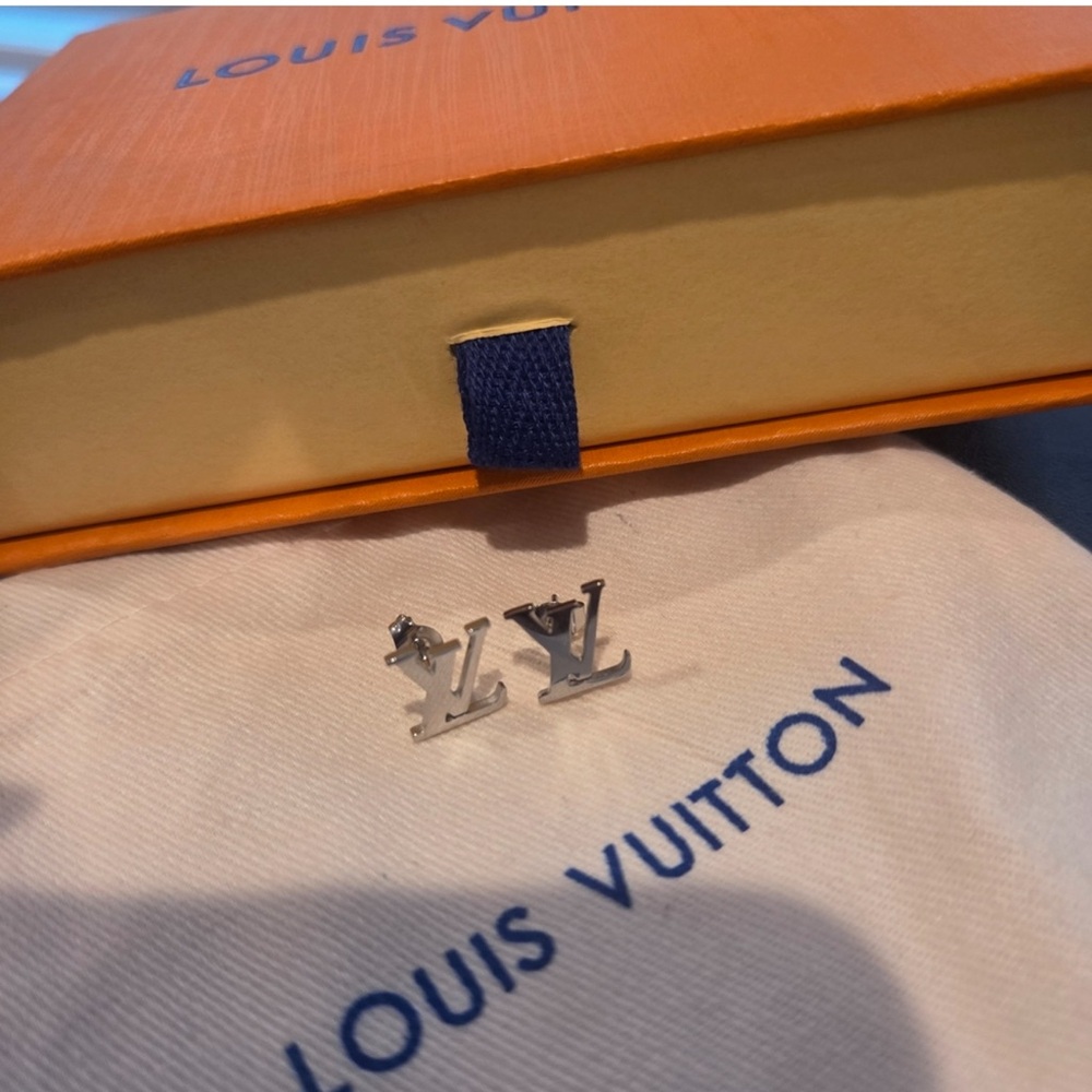 Louis Vuitton Silver Logo Earrings